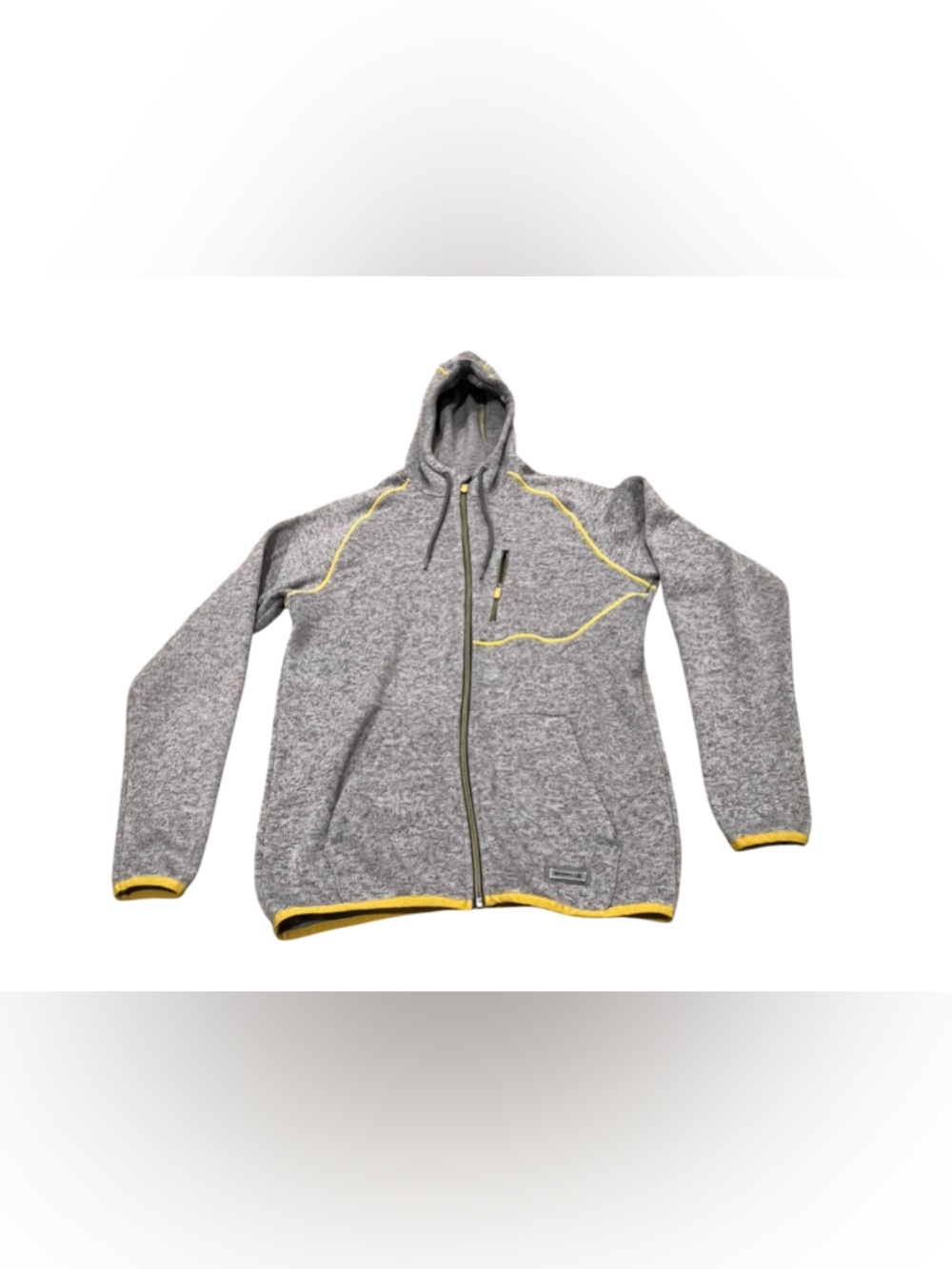 Merrell Men's Gray Hooded Zip Jacket with Yellow Trim